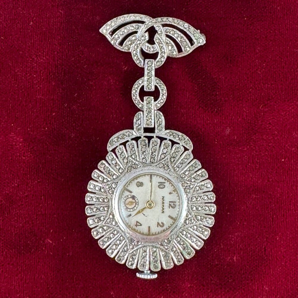 Fabulous Vintage 1920's Rensie Ladies Art Deco Marcasite Watch 925 Silve…